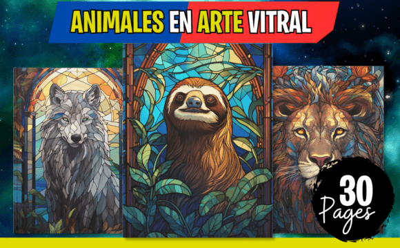 Animales En Arte Vitral Graphics & Illustrations