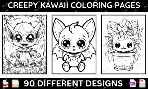 Creepy Kawaii Coloring Pages: Graphics for KDP Interiors