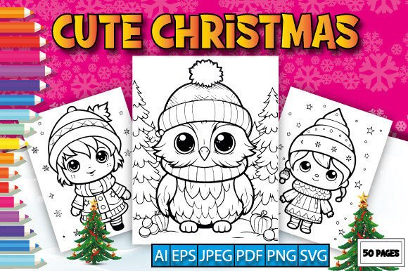 Cute Christmas Coloring Pages Graphics
