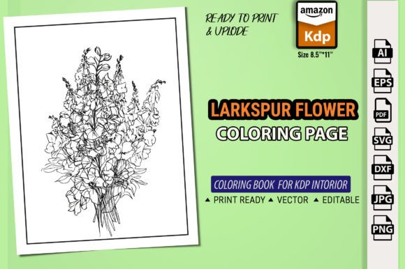 Delphinium Botanical Line Drawing Vector for Graphics & Coloring Pages