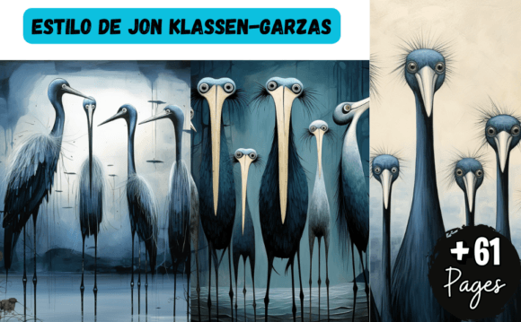 Estilo De Jon Klassen-garzas Graphics & Illustrations
