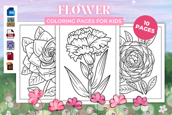 Flower Coloring Pages – KDP Graphics for Kdp Interiors