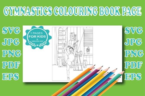 Gymnastics Coloring Book Page: Graphics & Coloring Pages for Local Branding