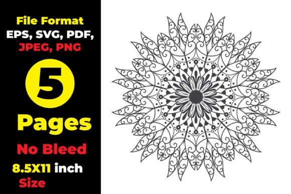 Line Art Ornament Mandala Coloring Pages: Graphic Templates for Editorial Calm