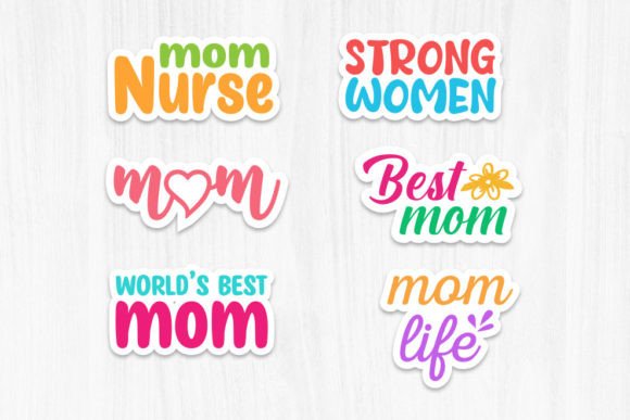 Mothers Day Vector Stickers Design: Graphics & Print Templates