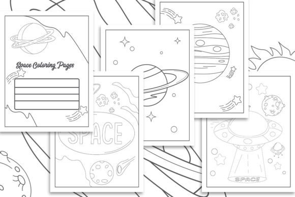 Space Coloring Pages: Graphics for Kdp Interiors