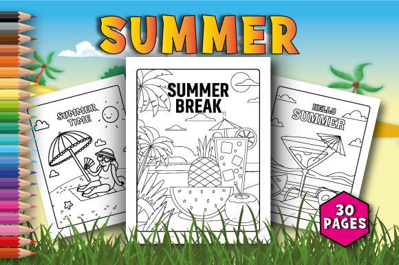 Summer Coloring Pages for Kids Graphics