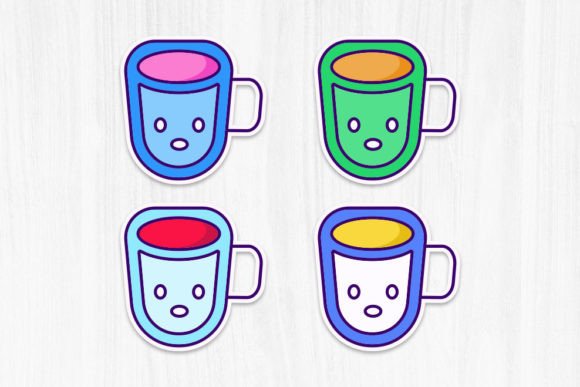 Tee Cup Vector Stickers Design: Graphics & Print Templates