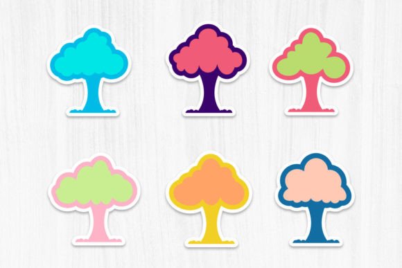 Tree Vector Sticker Design: Graphics for Print Templates & Digital Publishing