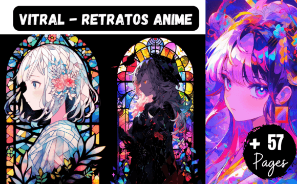 VITRAL - RETRATOS ANIME: Anime Illustrations & Graphics Bundle